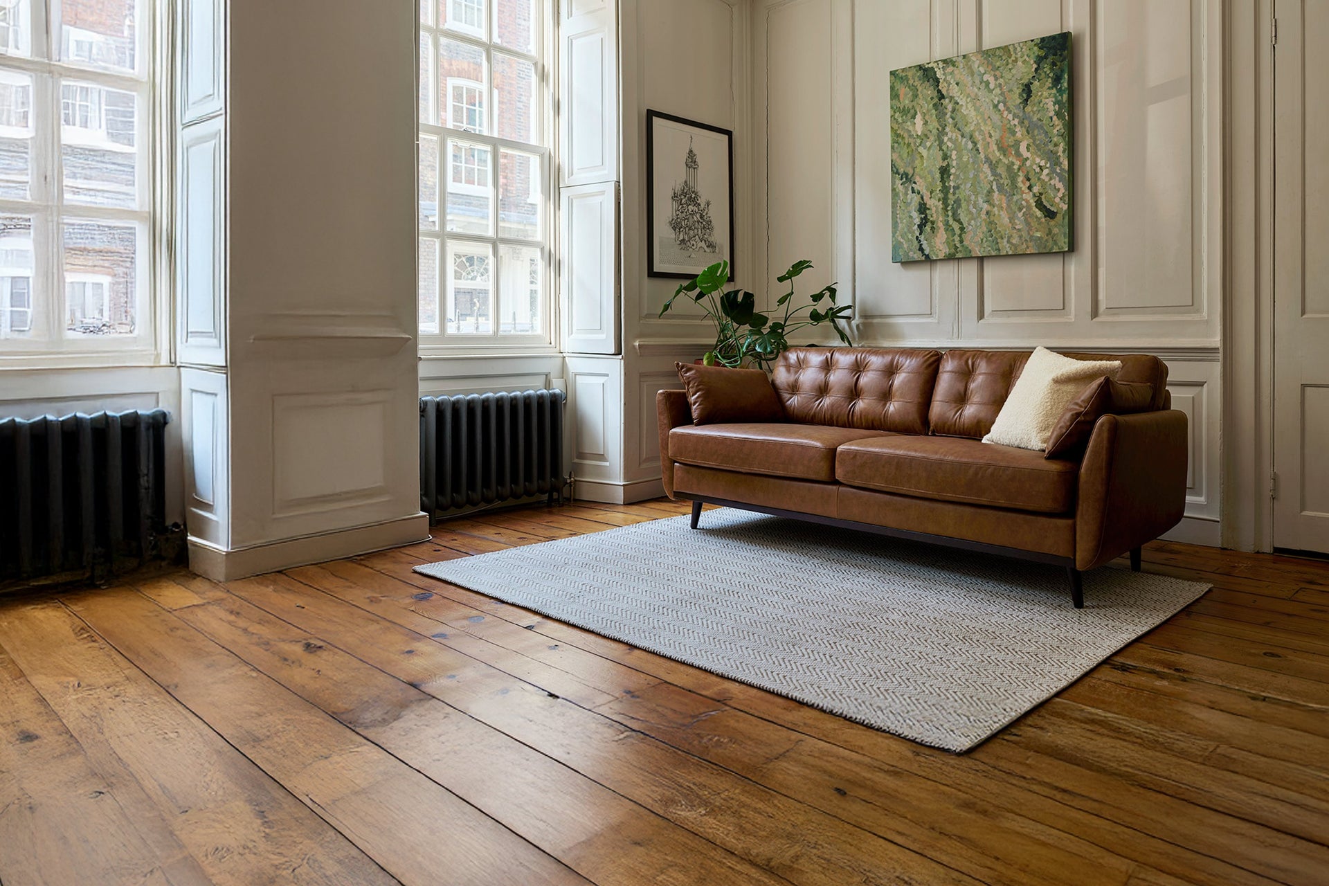 Leather brown sofa