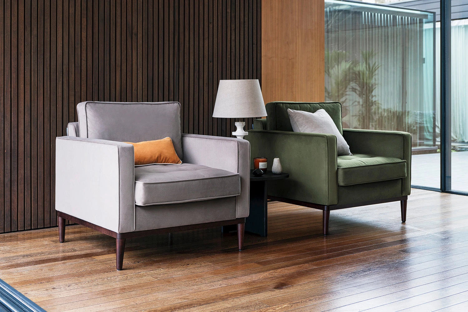 velvet armchairs