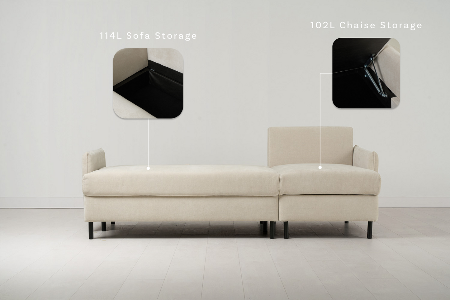 Model 12 3 Seater Right Chaise Sofa Bed With Storage