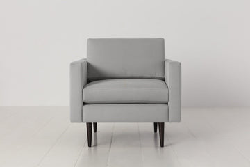 Light Grey image 1 - Model 01 Armchair in Light Grey Velvet Front View