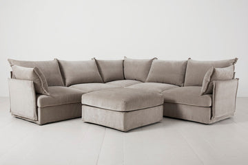 Fog Image 1 - Model 06 Corner Sofa with Ottoman in Fog Front View