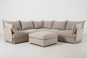 Pumice Image 1 - Model 06 Corner Sofa with Ottoman in Pumice Front View