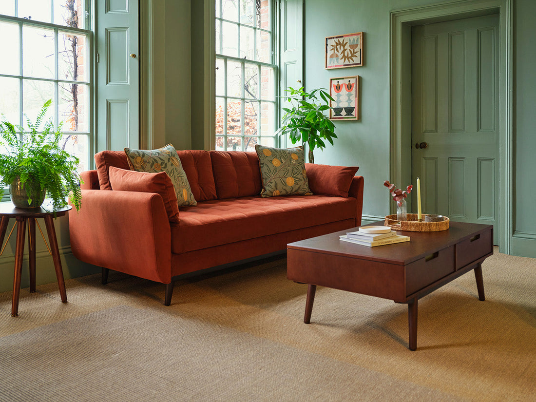 burnt orange 3 seater sofa