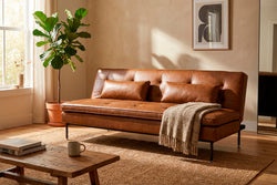 Brown leather sofabed