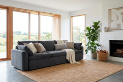 4 seater grey velvet sofa