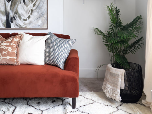 Burnt orange sofa