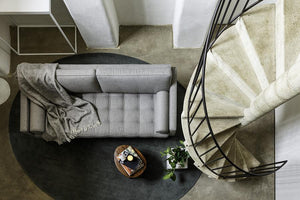 grey linen sofa