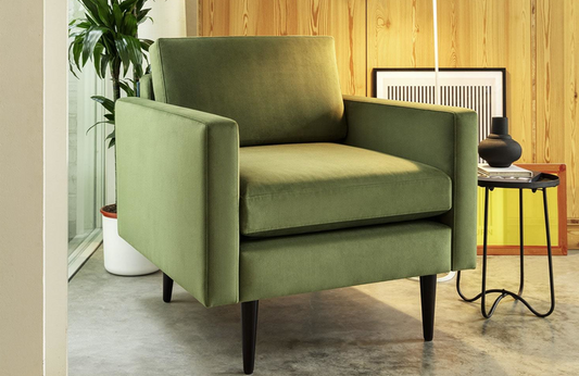 green velvet armchair