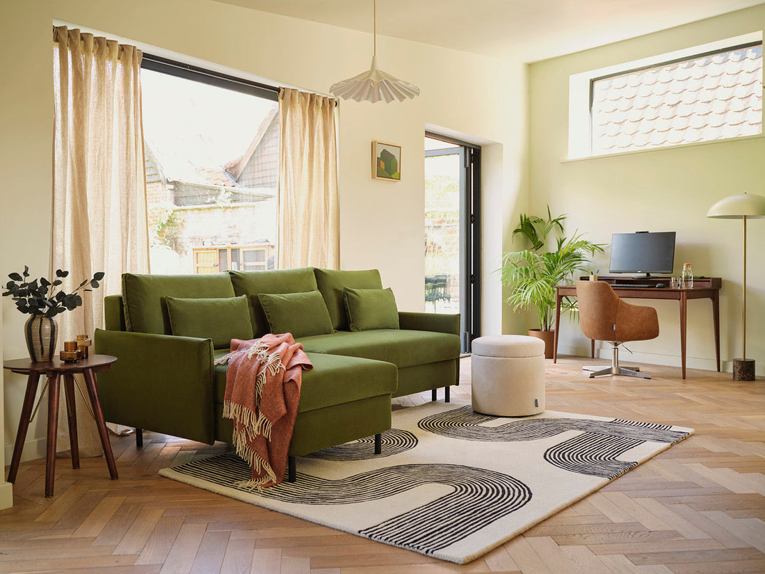 Green chaise sofa