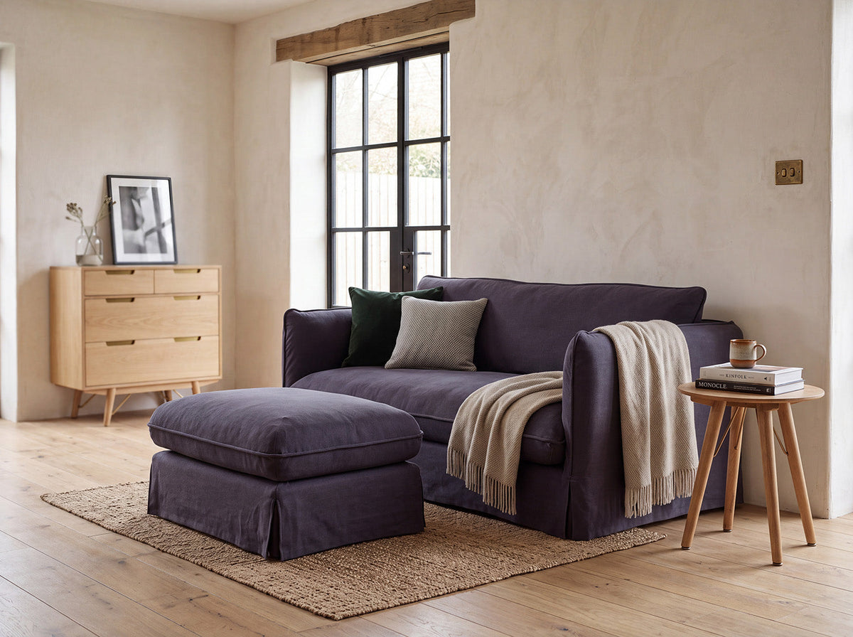 blue cotton sofa