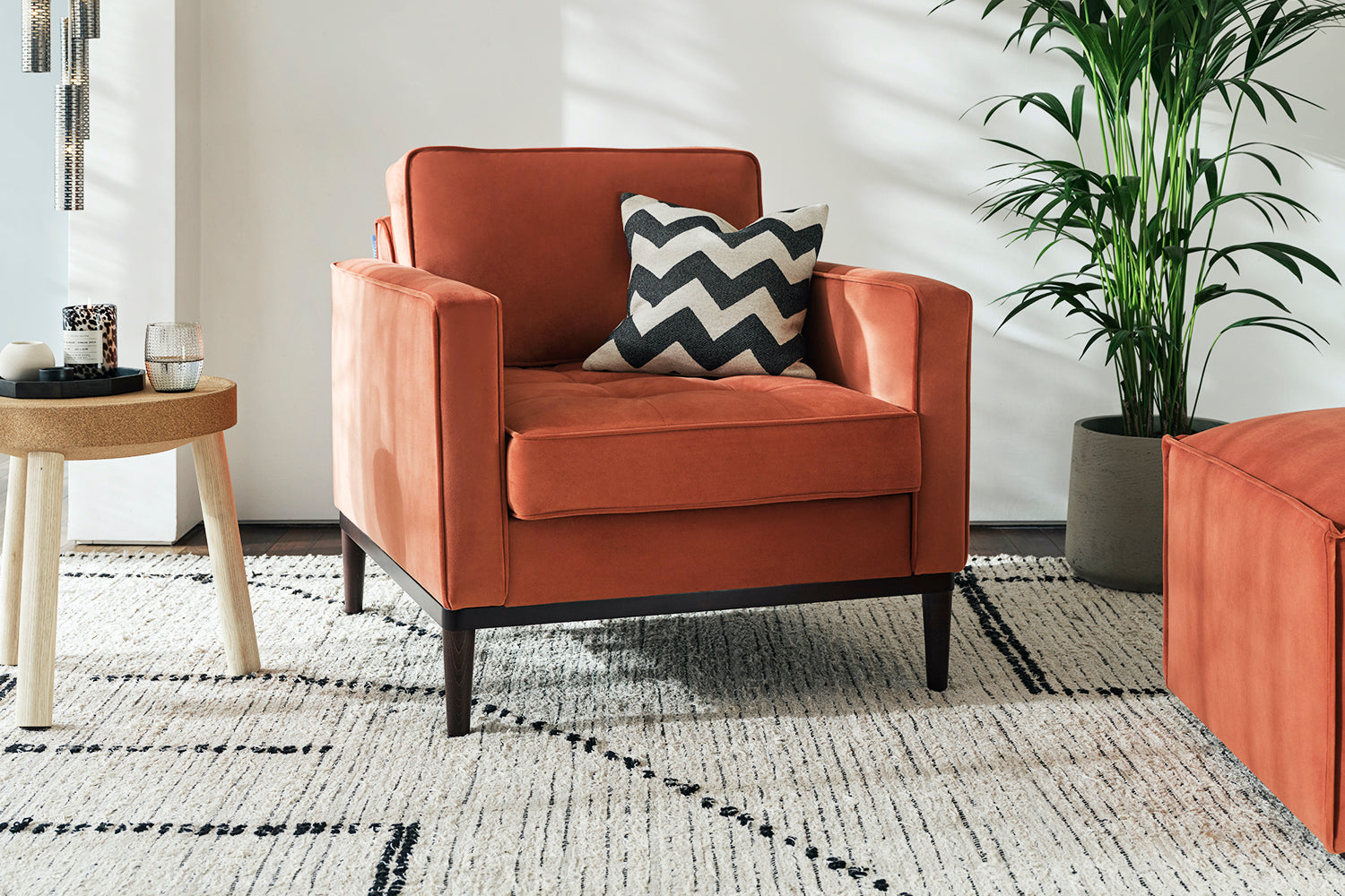 Orange and discount grey accent chair