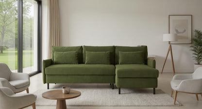 Model 12 Sofa Bed with Storage 3 Seater Right Chaise, Vine