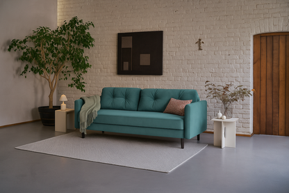 Model 04 Sofa Bed 3 Seater, Oak / Airforce