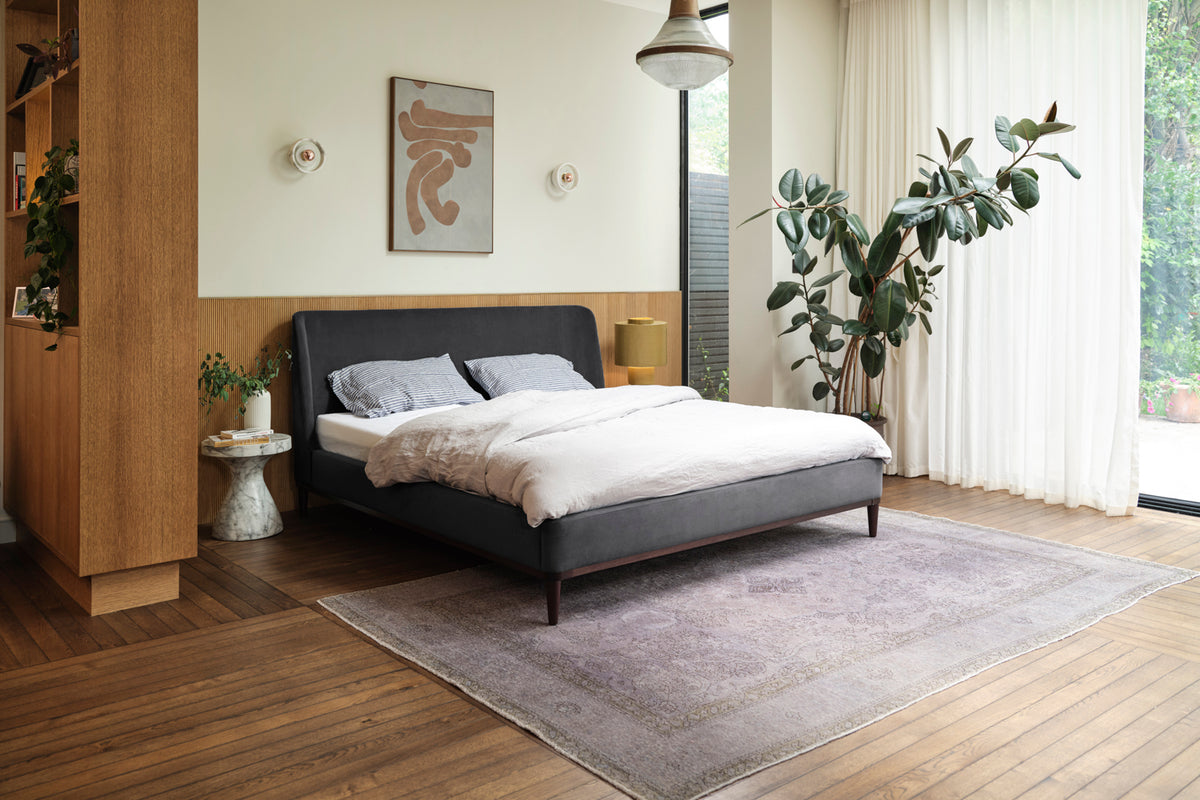 Bed 02 upholstered bed in Charcoal