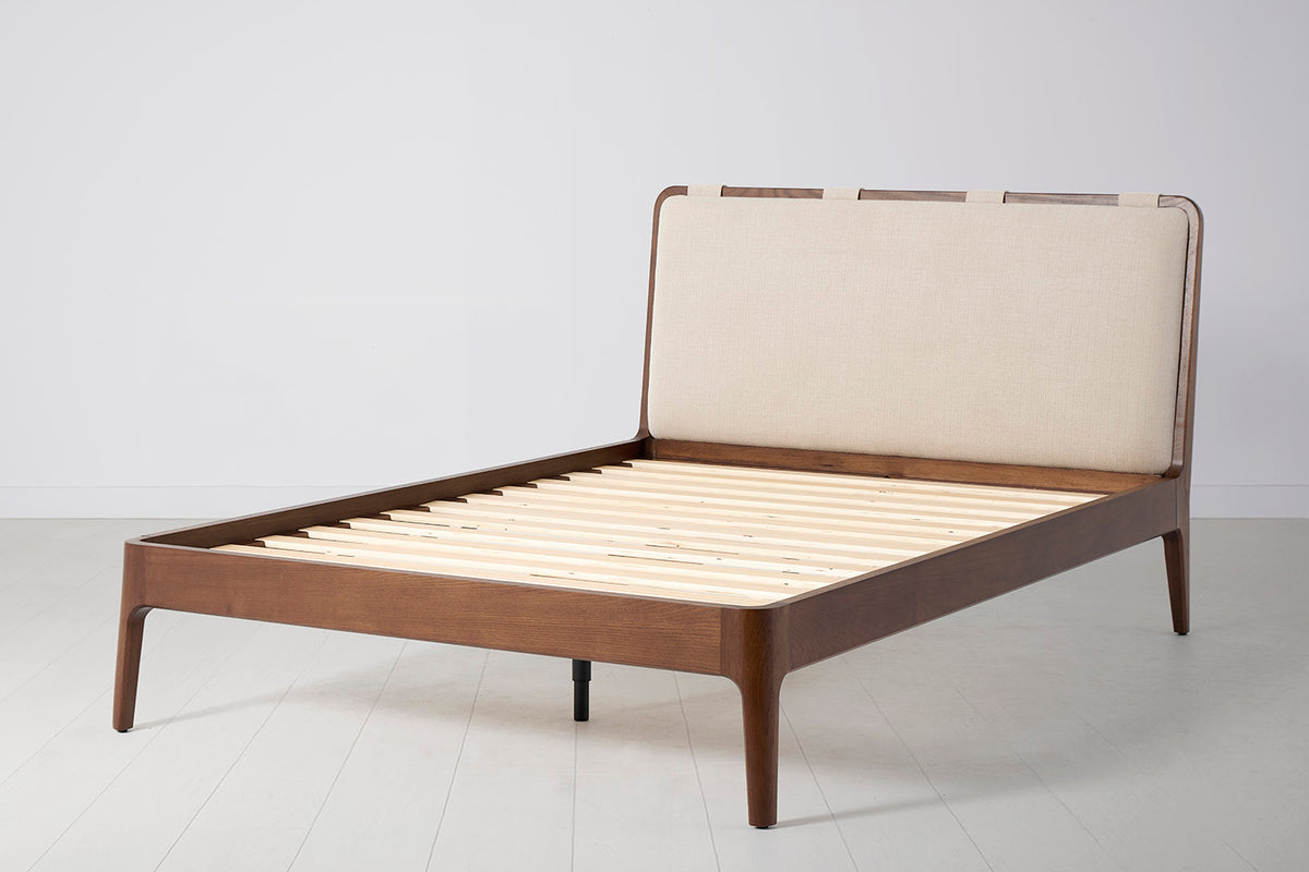 Bed 05 Double Bed, Walnut / Oatmeal