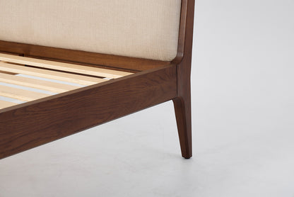 Bed 05 Double Bed, Walnut / Oatmeal
