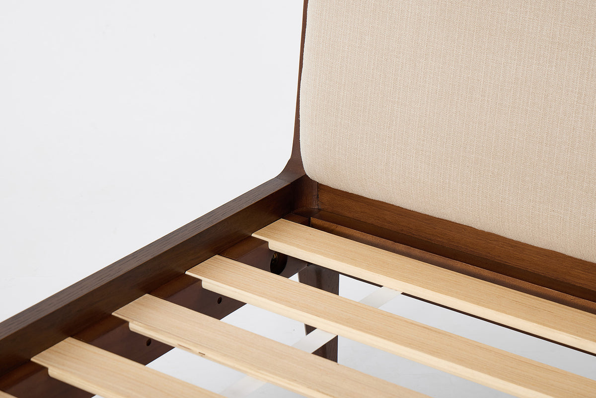 Bed 05 Double Bed, Walnut / Oatmeal