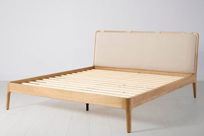 Bed 05 Super King Sized Bed, Oak / Oatmeal