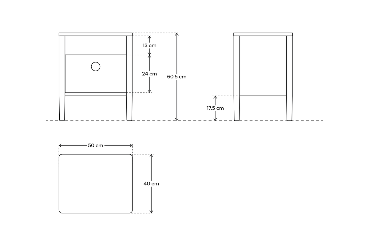 Bedside Table 03, Oak