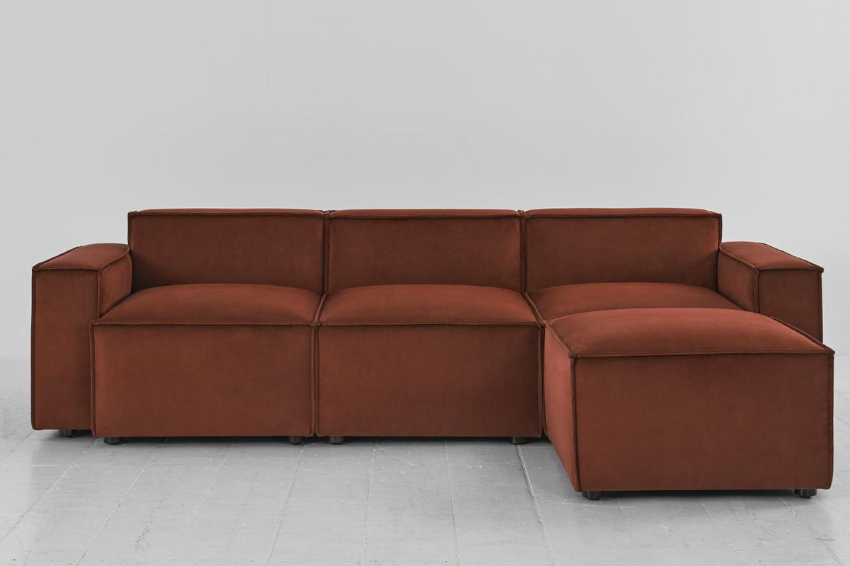 Model 03 3-Seater Right Chaise Sofa, Brick