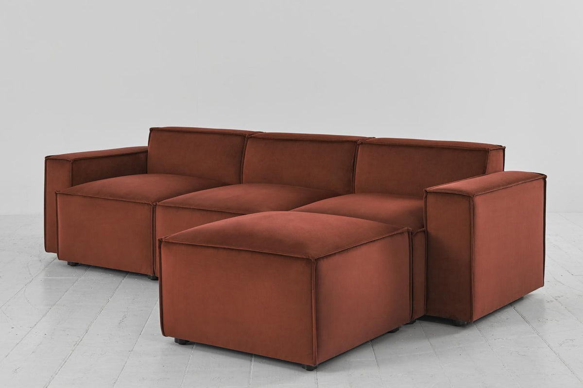 Model 03 3-Seater Right Chaise Sofa, Brick