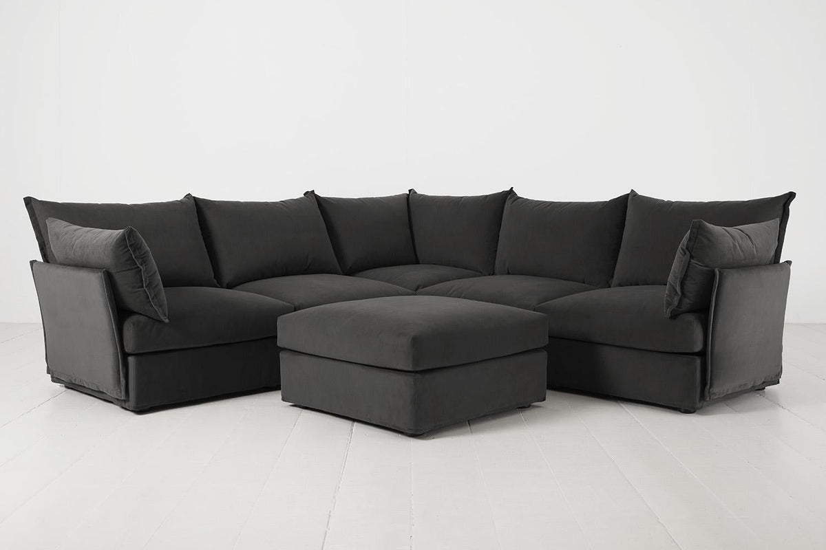 Model 06 Corner Sofa with Ottoman, Charcoal