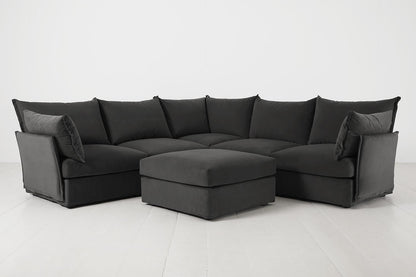 Model 06 Corner Sofa with Ottoman, Charcoal