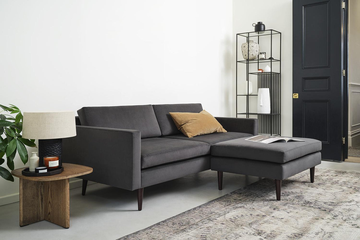 Model 01 2-Seater Sofa with Ottoman, Charcoal