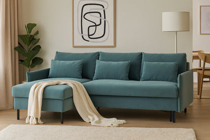 Model 12 Sofa Bed with Storage 3 Seater Left Chaise, Airforce