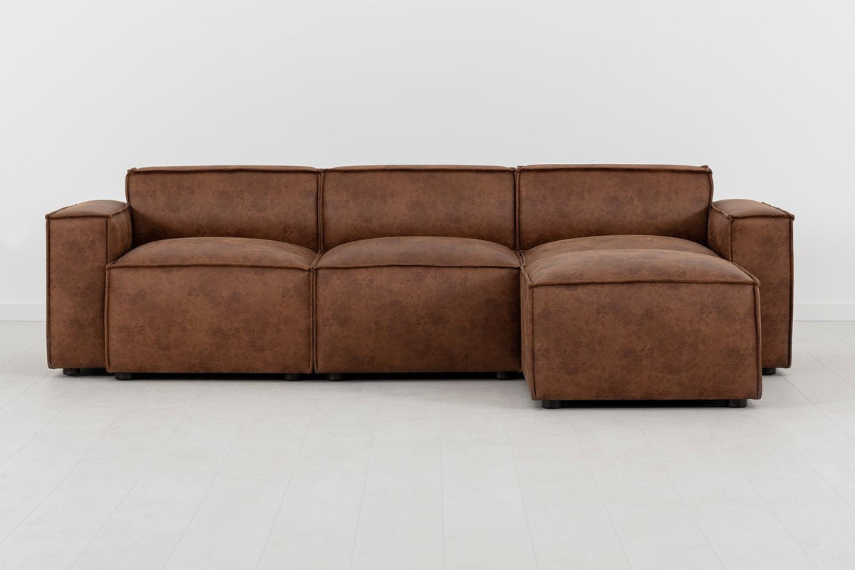 Model 03 3-Seater Right Chaise Sofa, Chestnut