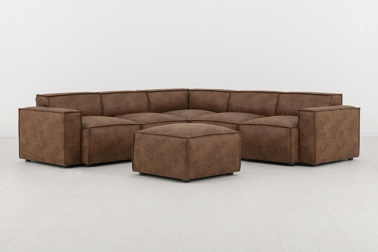 Model 03 Corner Sofa with Ottoman, Chestnut