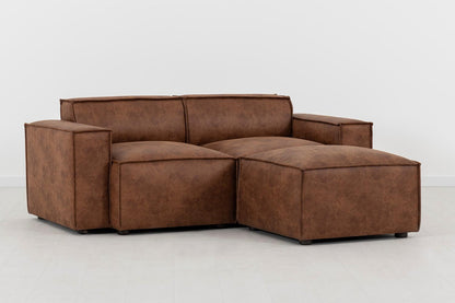 Model 03 2-Seater Right Chaise Sofa, Chestnut