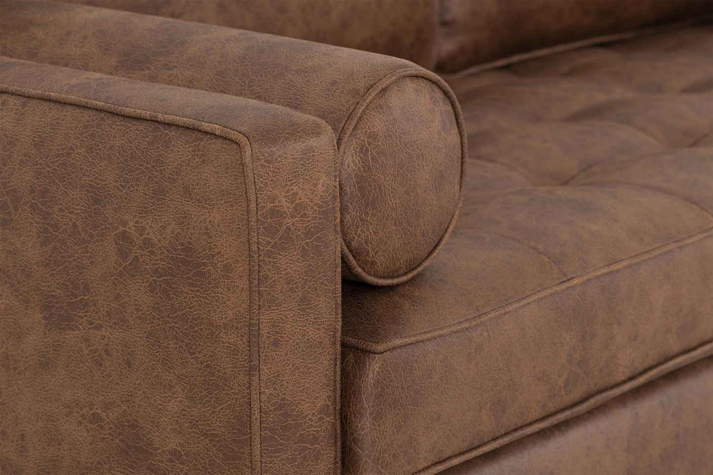 Model 02 2-Seater Sofa with Ottoman, Chestnut