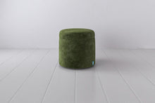 Storage Ottoman in green mottled velvet