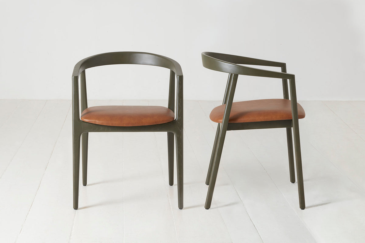 Dining Chair 01 (set of 2), Green / Maple