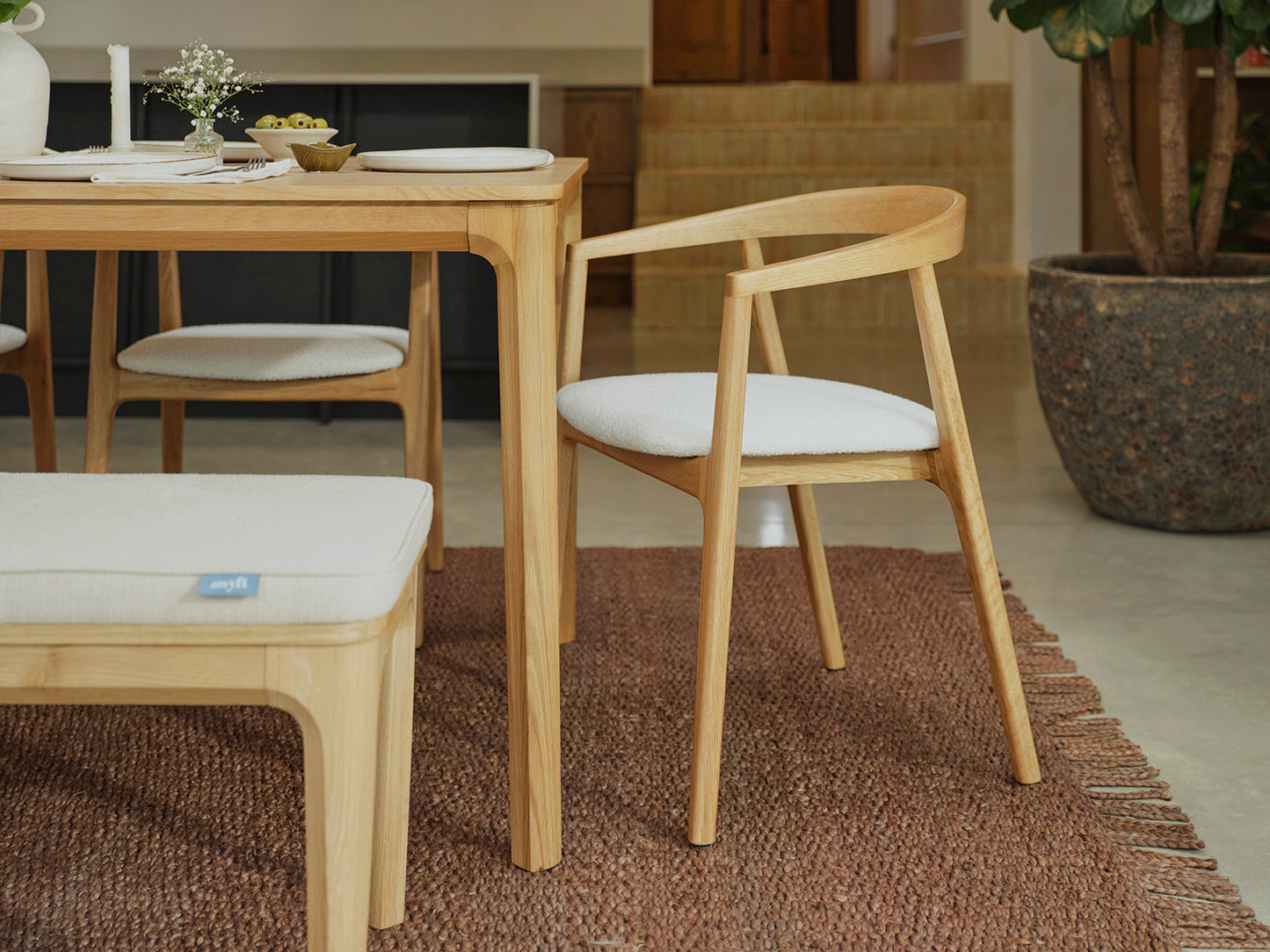 Dining Chair 01 (set of 2), Oak / Ivory