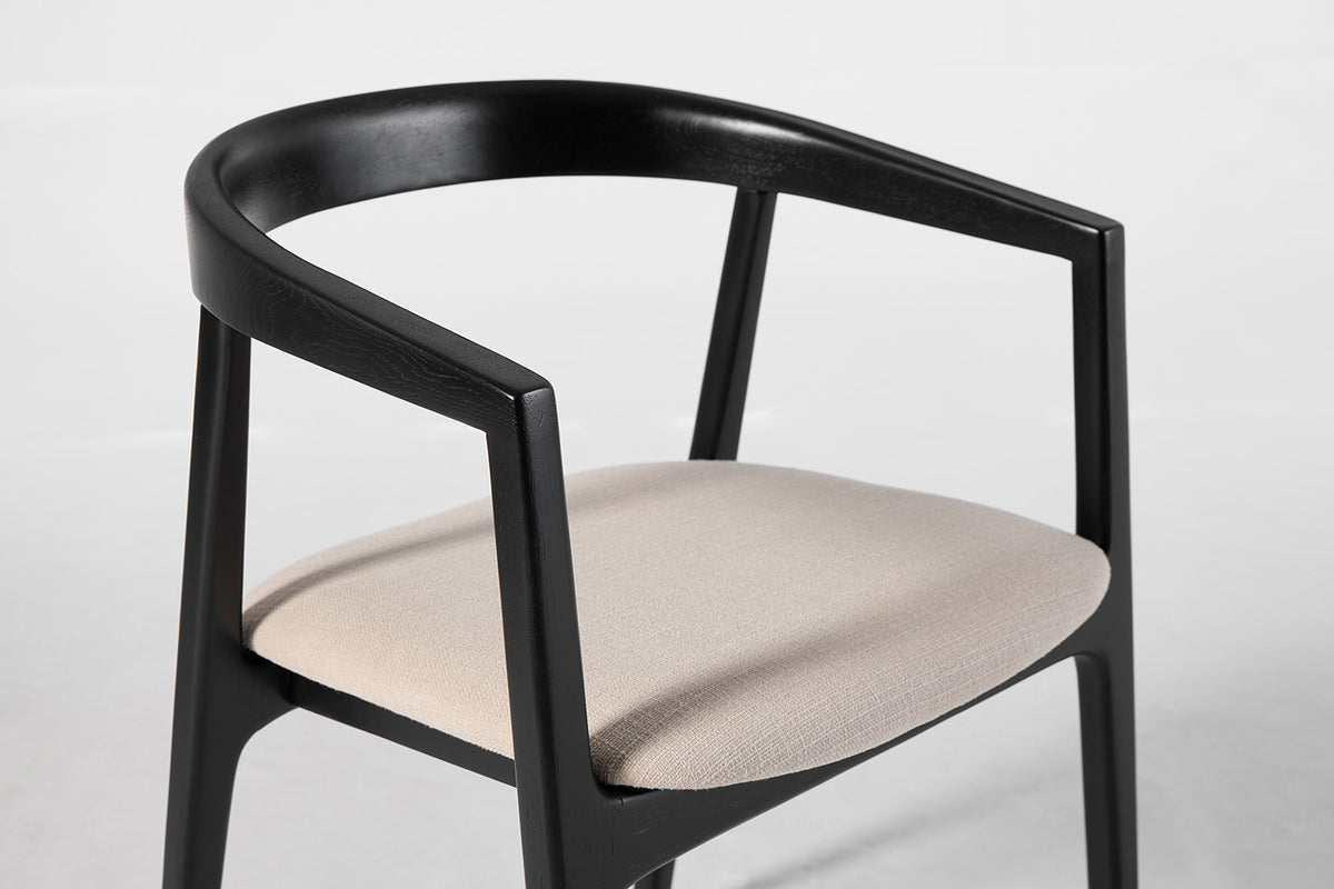Dining Chair 01 (set of 2), Black / Oatmeal