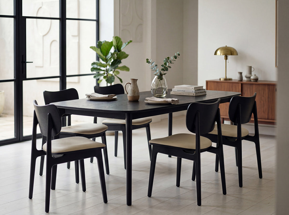 Dining Chair 02 (set of 2), Black / Oyster
