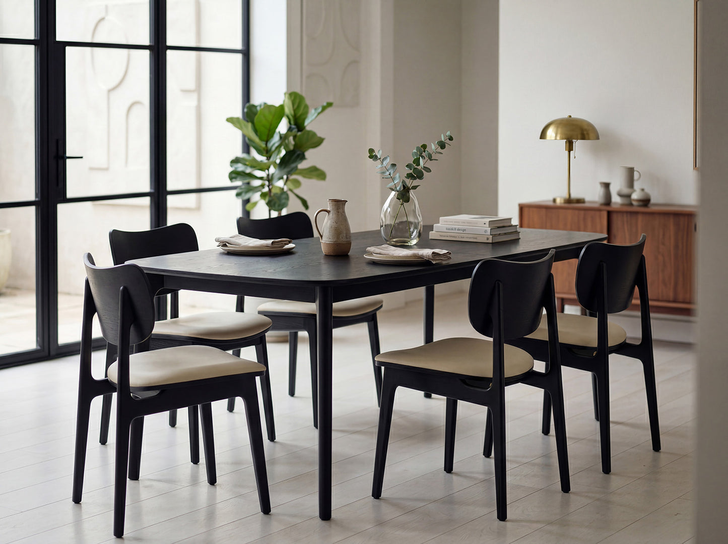 Dining Chair 02 (set of 2), Black / Oyster