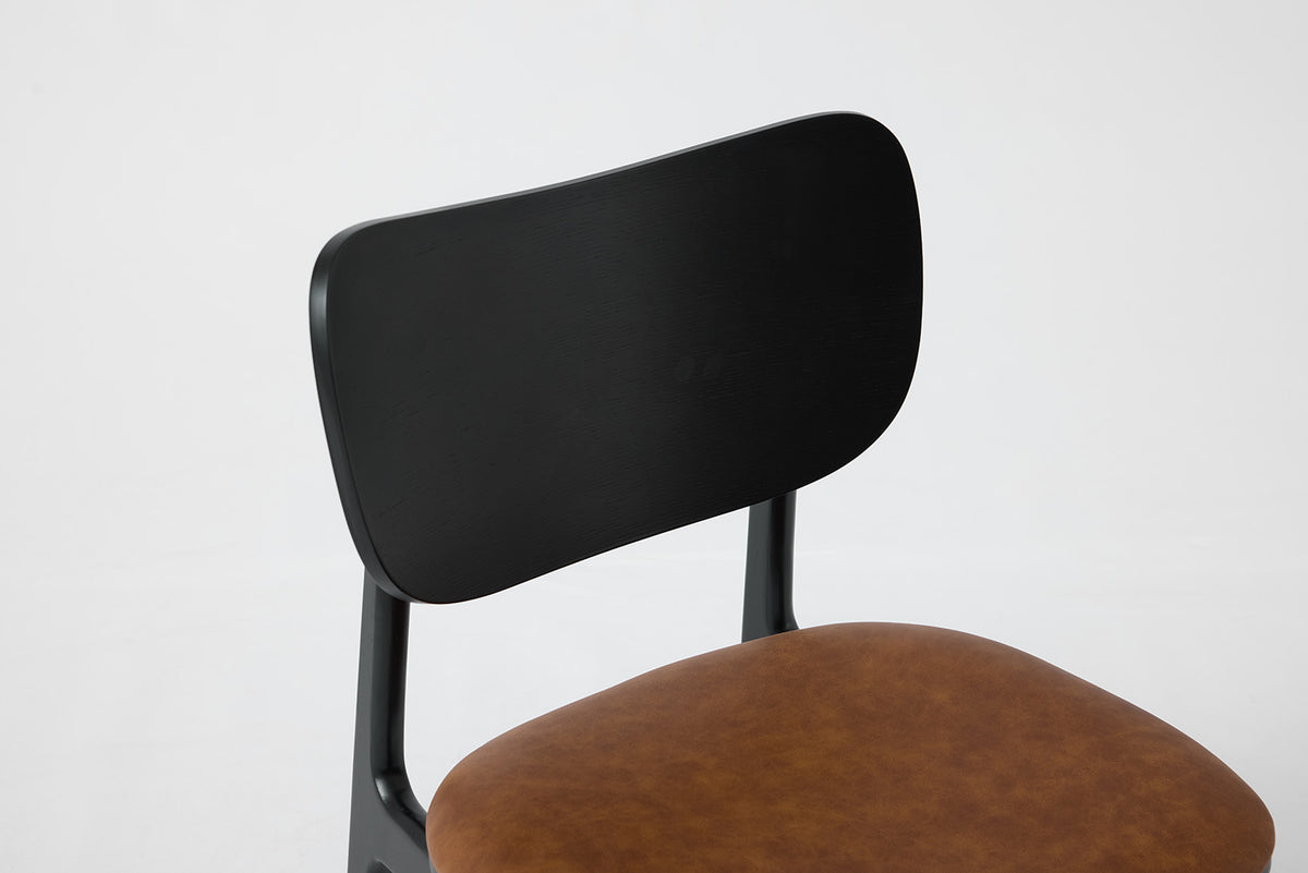 Dining Chair 02 (set of 2), Black / Maple