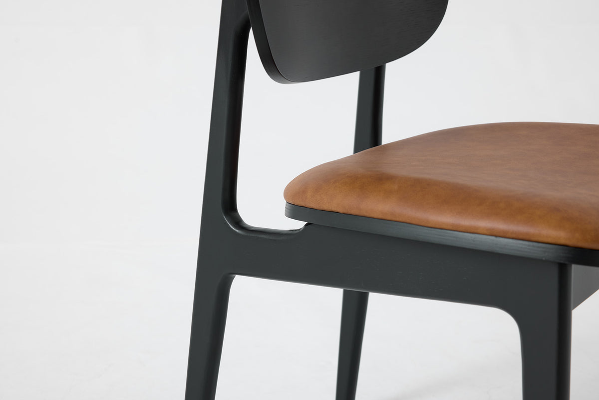 Dining Chair 02 (set of 2), Black / Maple