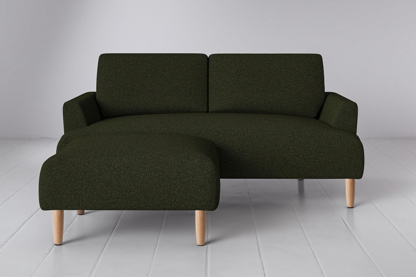 Model 05 2-Seater Sofa with Ottoman, Oak / Fern