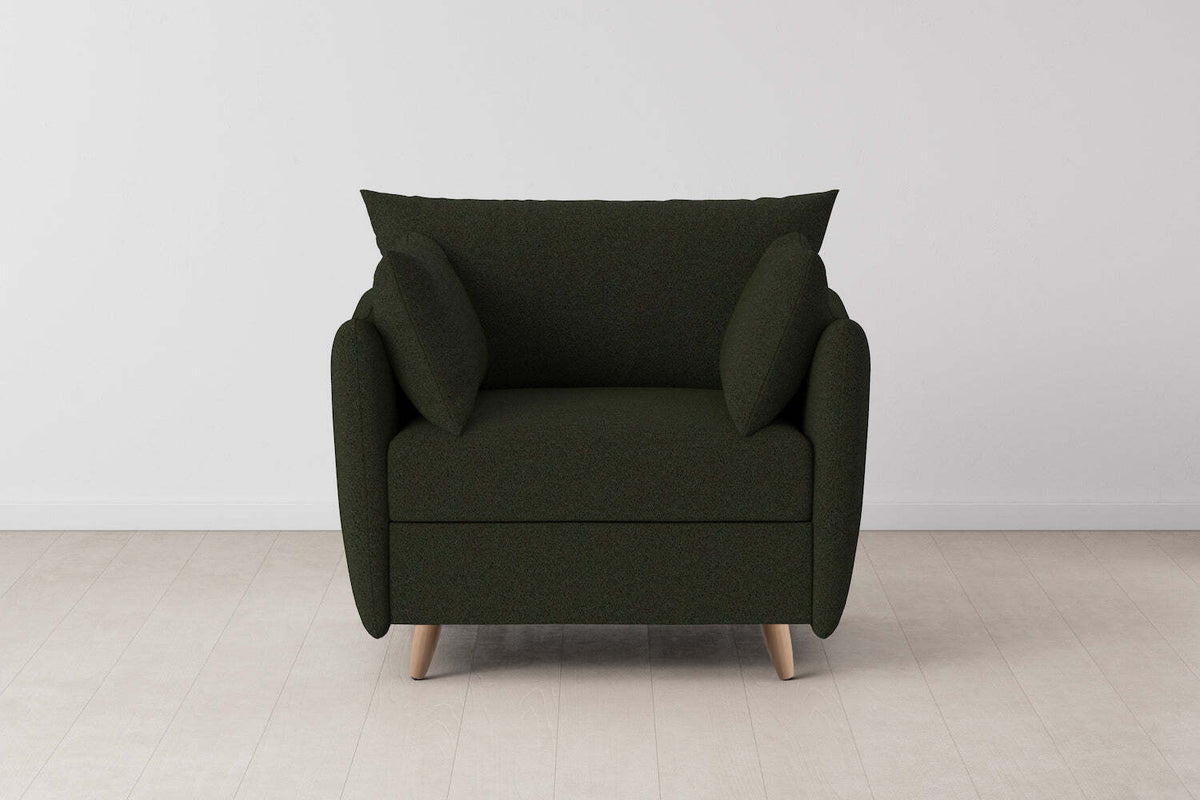 Model 08 Chair Bed Single Sofa Bed, Oak / Fern