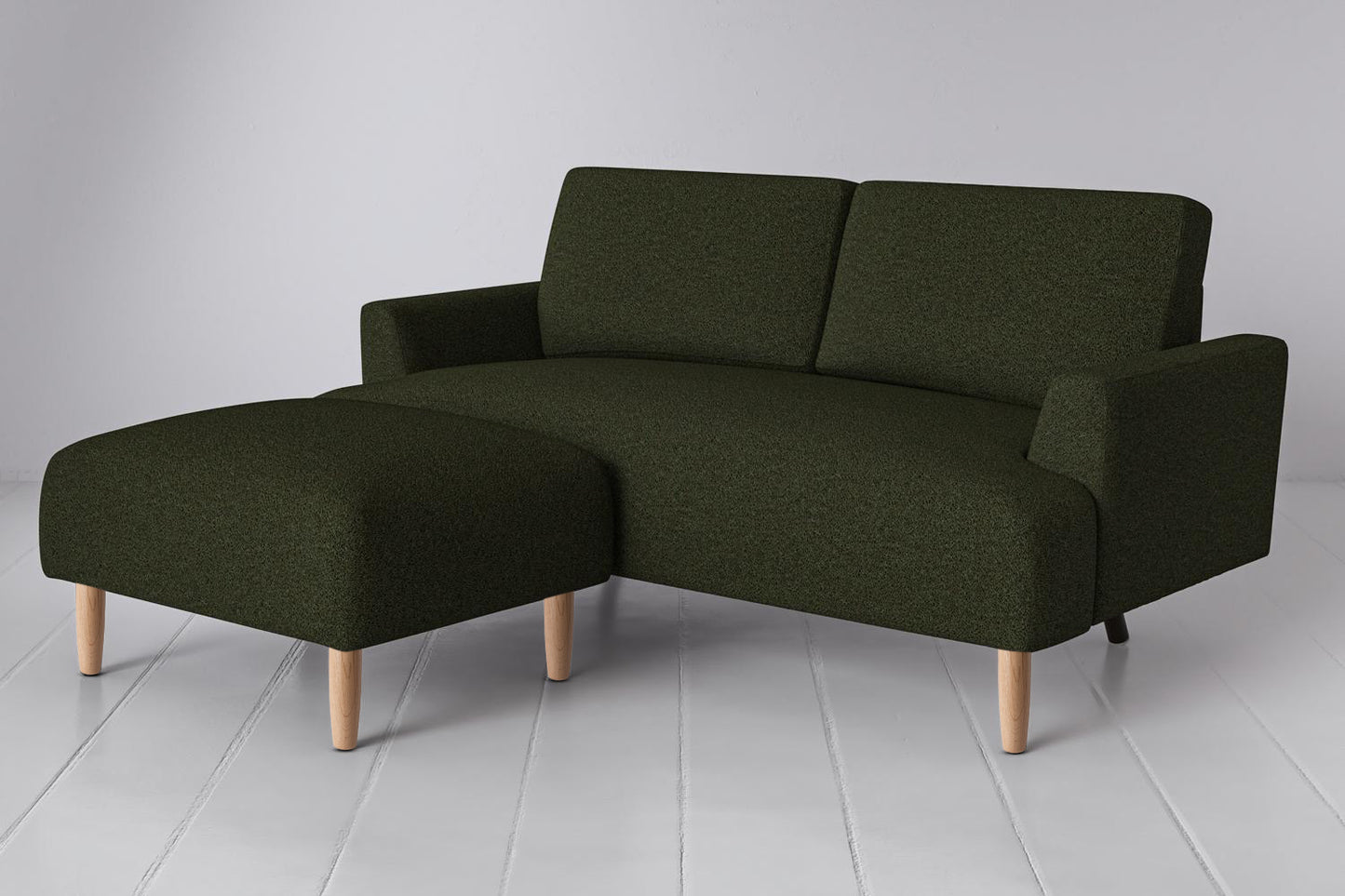 Model 05 2-Seater Sofa with Ottoman, Oak / Fern