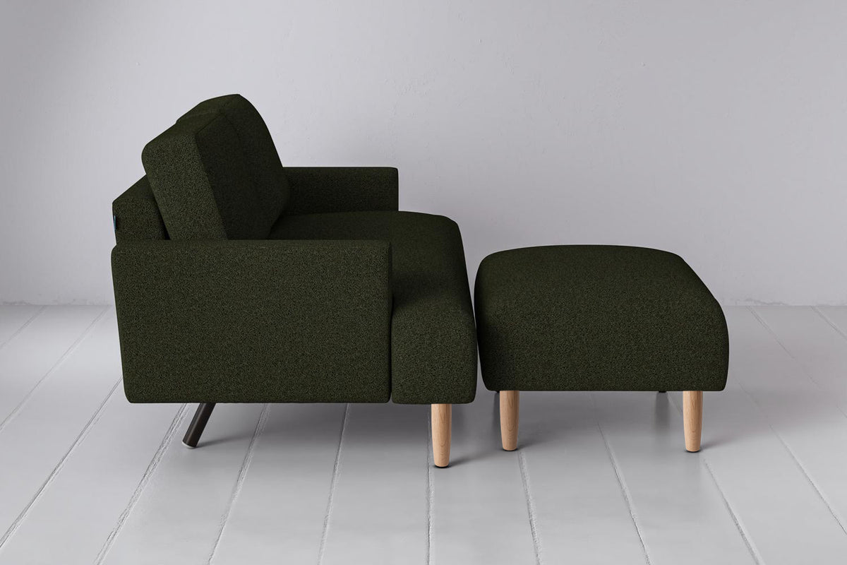 Model 05 2-Seater Sofa with Ottoman, Oak / Fern