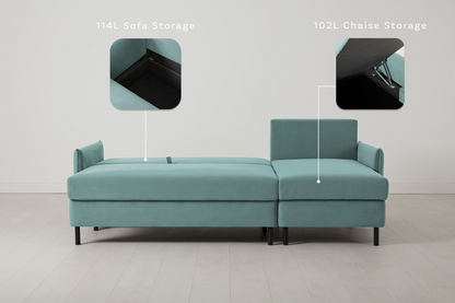 Model 12 Sofa Bed with Storage 3 Seater Right Chaise, Airforce