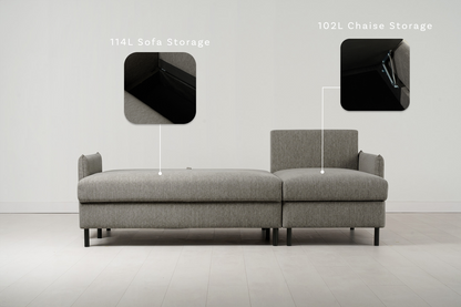 Model 12 Sofa Bed with Storage 3 Seater Right Chaise, Shadow