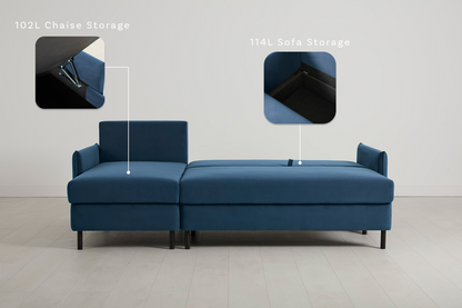 Model 12 Sofa Bed with Storage 3 Seater Left Chaise, Teal