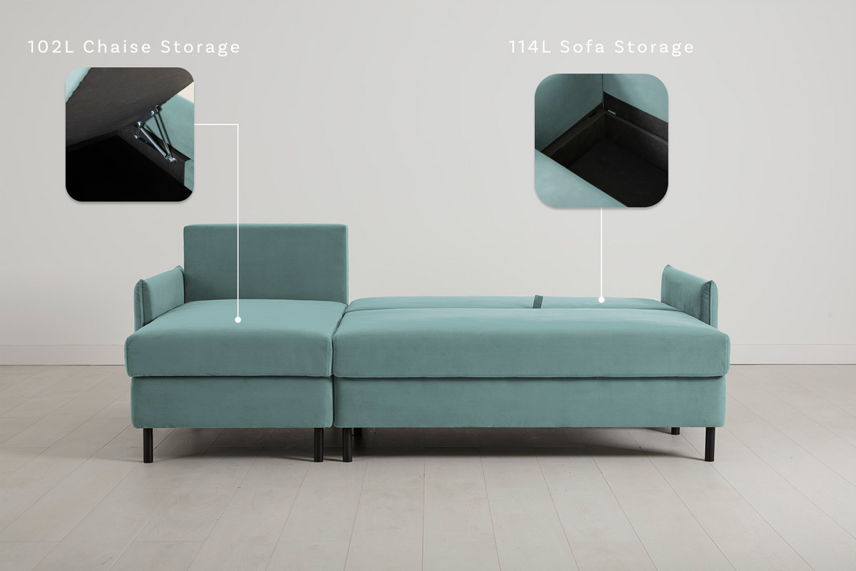 Model 12 Sofa Bed with Storage 3 Seater Left Chaise, Airforce