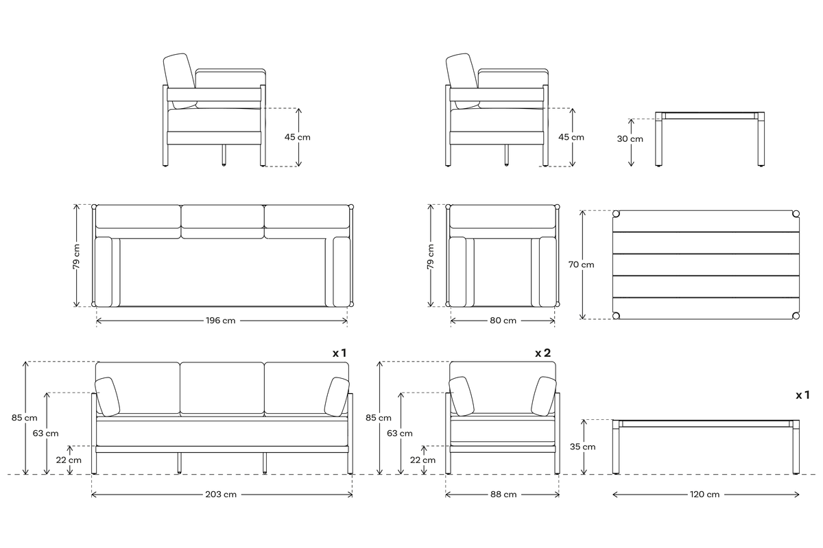 Garden Sofa Set 04 5 Seater